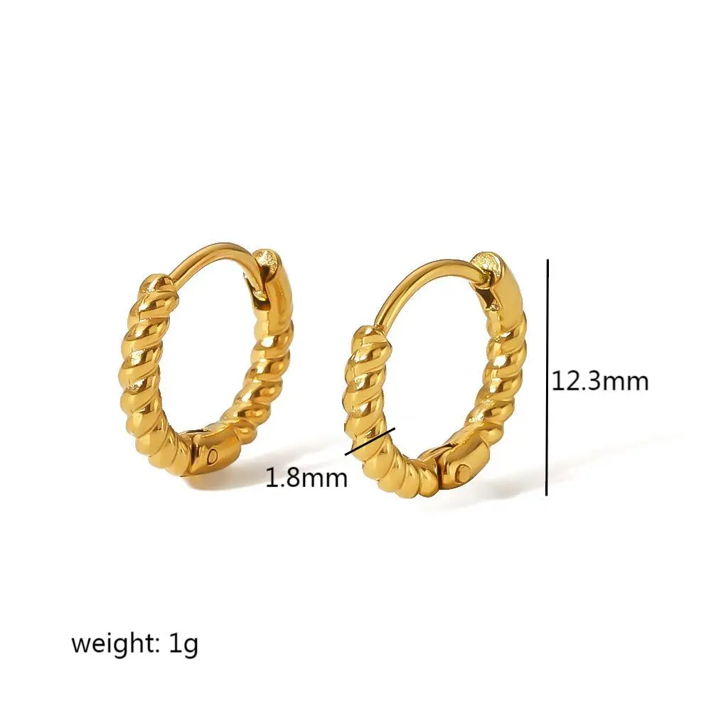 1 par de pendientes de mujer de acero inoxidable chapados en oro de 18 k con diseño geométrico de estilo simple clásico h5 Imagen2